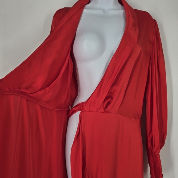 Zimmermann Silk Midi Wrap Dress in Red Size 1 Medium - Picture 10 of 12